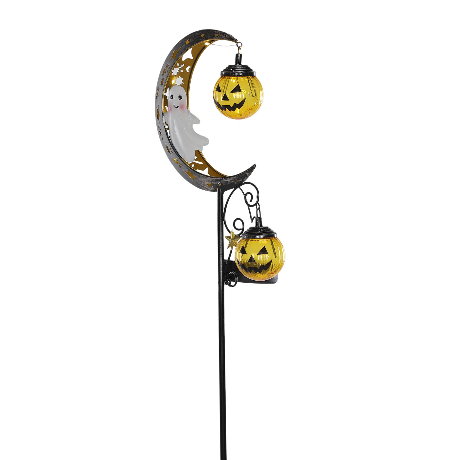 Outdoor Lighting Yard Stakes - Solar Halloween Moon Skull Ghost Stake