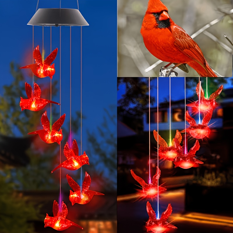 Outdoor Lighting Solar - Solar-Powered Flaming Bird Wind Chime Lights
