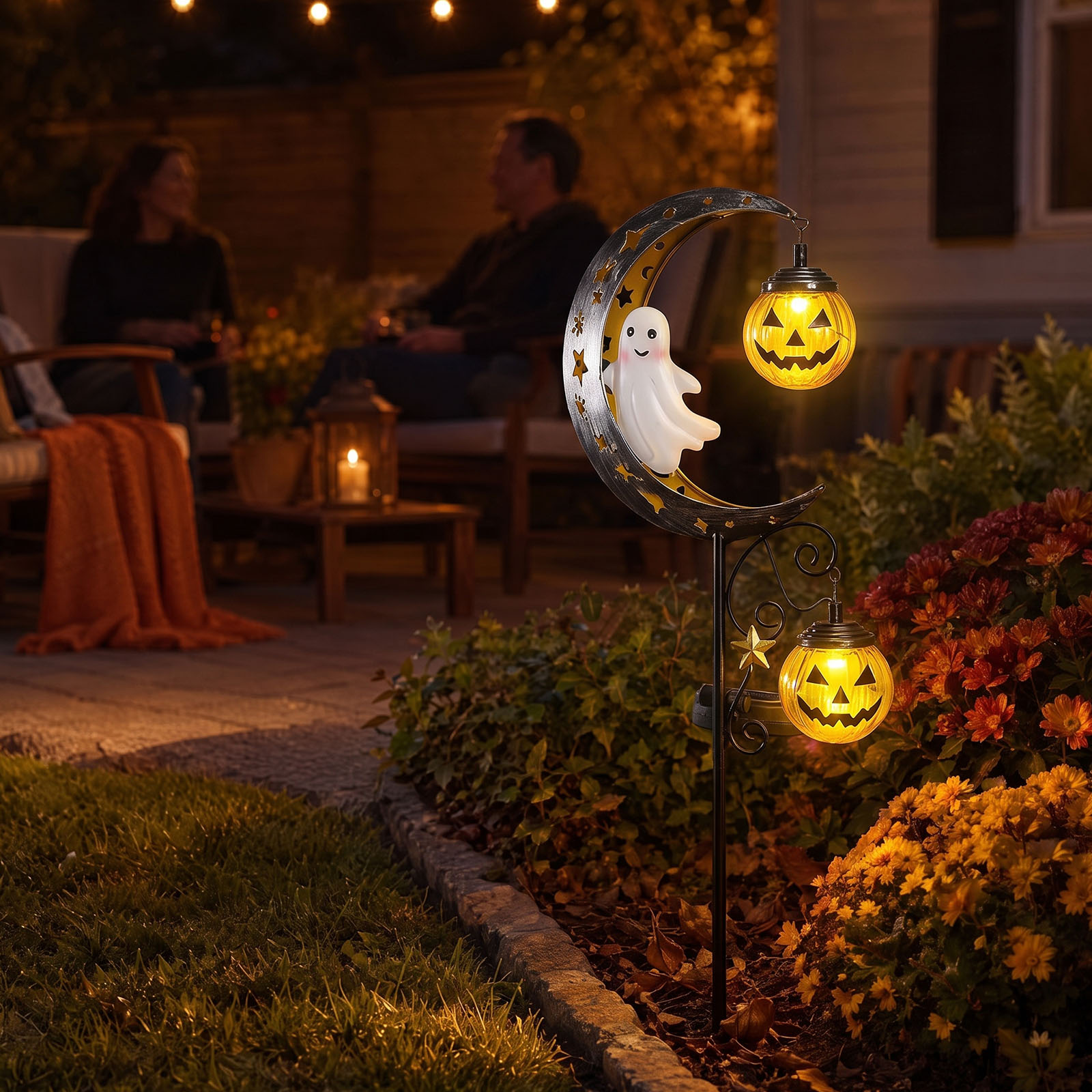 Solar Halloween Moon Skull Gho - Outdoor Lighting Yard Stakes review and price
